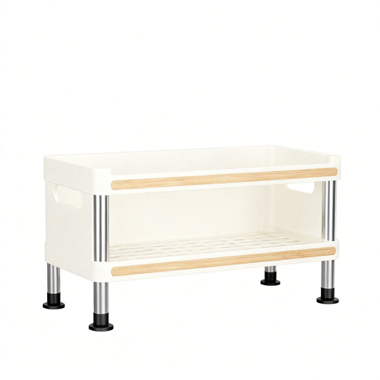 🏠 Maximize Your Kitchen Space — Premium Double Layer Countertop Organizer Rack for a Cleaner & More Efficient Home
