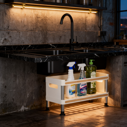🏠 Maximize Your Kitchen Space — Premium Double Layer Countertop Organizer Rack for a Cleaner & More Efficient Home