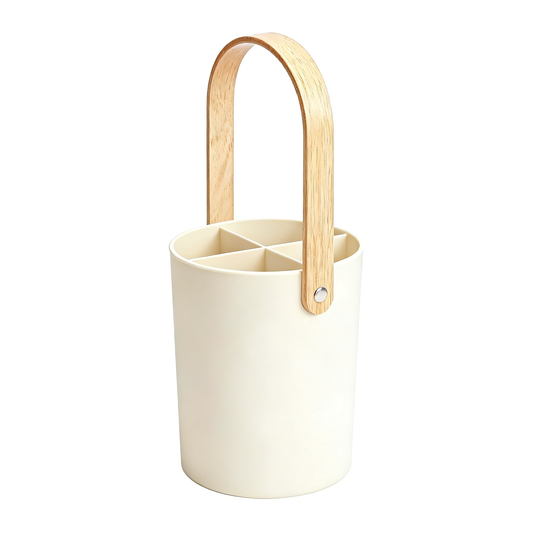 🪵 Bring Natural Warmth Into Your Kitchen — Premium Wooden Handle Utensil Holder Designed for a Cleaner & More Beautiful Countertop