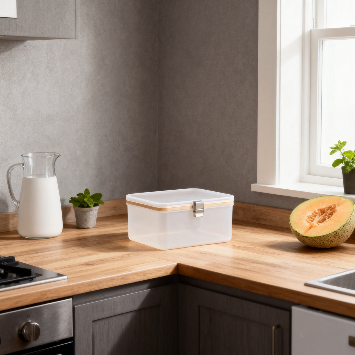 🤎 Add Natural Beauty To Your Kitchen With A Bamboo Lid Storage Box Designed For Elegant Organization